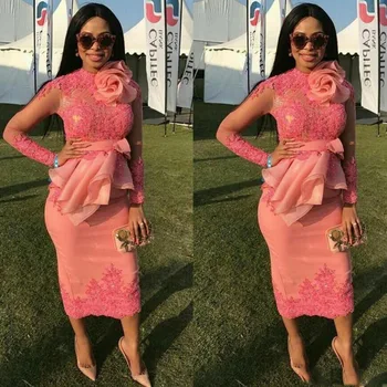 Vestido De Noche Elegante De Manga Larga Abiye Vestidos De Noche Peplum Rosa Apliques Para Vestidos De Fiesta Escote Transparente Hecho A Medida Abendkleider Leather Bag