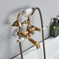 Rozin Retro Style Brass Bathtub Shower Faucet Set 2