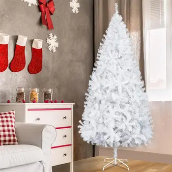 

Fast Delivery 210cm Height PVC White Artificial Christmas Tree with Metal Stand Base for Xmas Party Decorations