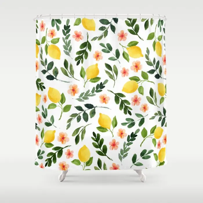 PastoralLemonGroveShowerCurtainWaterproofBathroomDecorEco