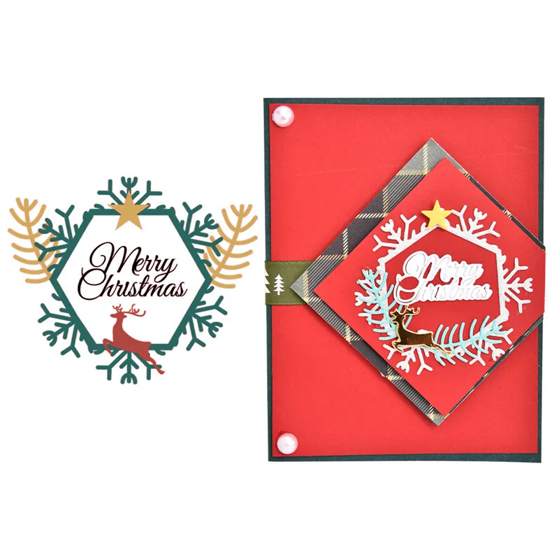 

Eastshape Merry Christmas Deer Dies Metal Cutting Dies for Card Making Scrapbooking Dies Embossing Cuts Stencil Craft Dies