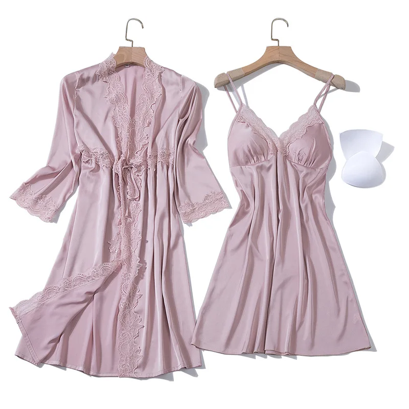 Летний кружевной ночной халат с цветочным рисунком, сексуальный женский костюм из 2 предметов, топ на бретелях, комплекты одежды для сна, Пижама домашняя одежда, ночное белье, кимоно для сна, банное платье