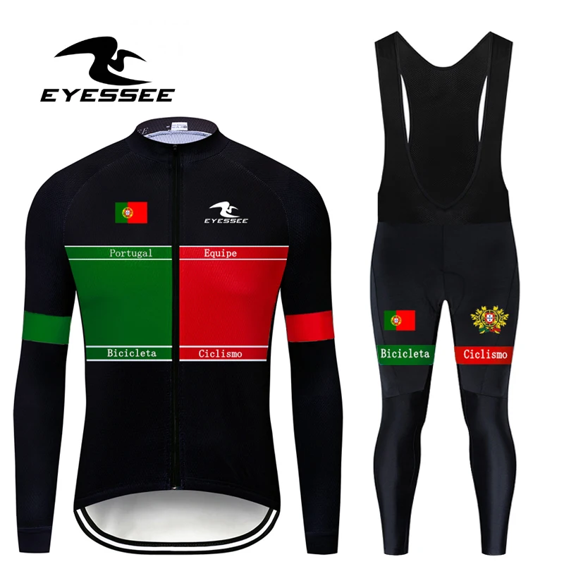 

2019 Eyessee Brand Team Portugal Cycling Clothing Top Quality Autumn Cycling Jersey Set MTB Bike Bicycle Clothing Ropa Maillot