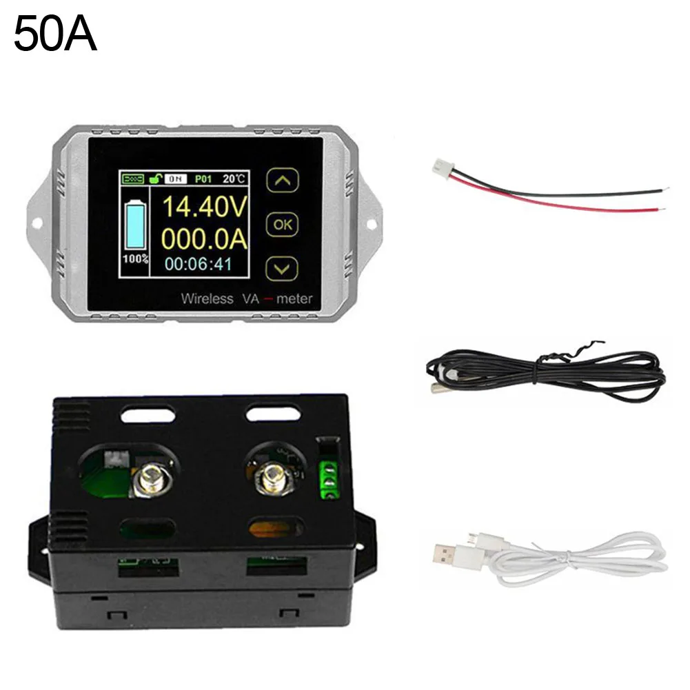  Ammeter Voltmeter User-friendly Car Temperature LCD Display Power Test Meter Watt Hour Wireless Cou