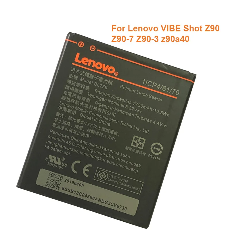 Оригинальный аккумулятор BL259 2750 мАч для Lenovo Lemon 3 3S K32C30 K32c36 Vibe K5 / Plus A6020a40 A6020 a40 A