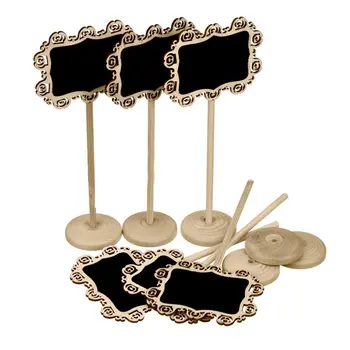 

office matters Mini Blackboard Signs with Stand and Pattern Border for Table Top Numbers, Food Signs Set of 10