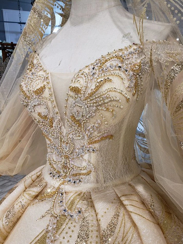 ANGEL NOVIAS, роскошное бальное платье, арабские кружевные свадебные платья,, длинные рукава, с открытыми плечами, Vestido de Novia, свадебные платья