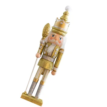 

1pc Nutcracker Figure Statues Puppet Soldier Figure Xmas Toy Decor (Golden)