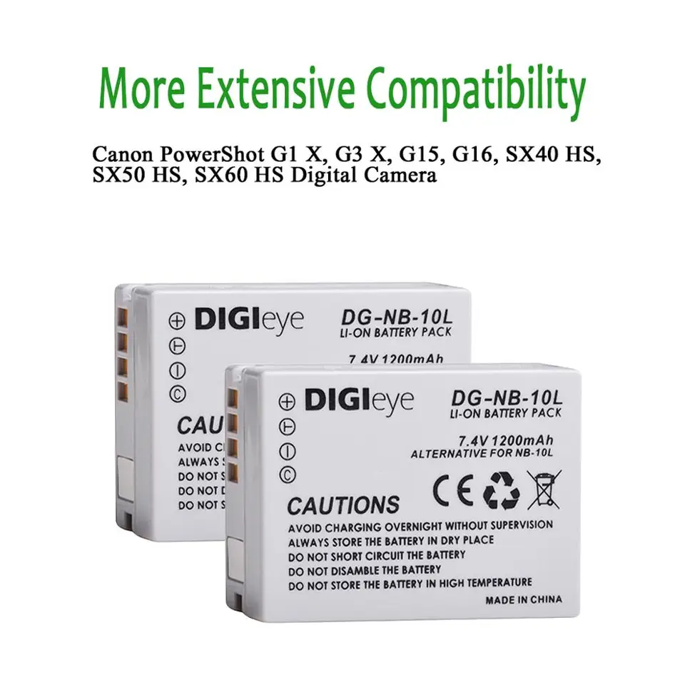 1200mAh NB-10L NB10L Camera Battery for Canon PowerShot G1 X G3 X