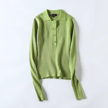 

2020 New Fashion Trend Casual Loose Womens Small Green Pullover Long Sleeve Sweater Shirt Top Solid Color All-match Fall Winter