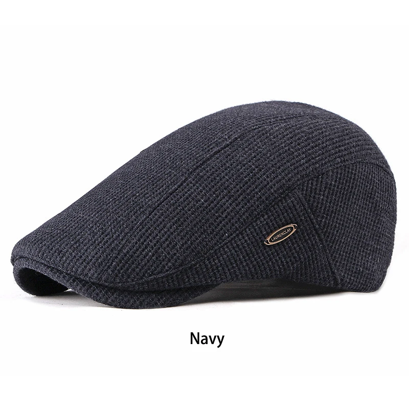 Autumn Winter knitted Men Beret Hat Brand Quality Flatcap Ivy Vintage Newsboy Cap Mens Beanie With Visor