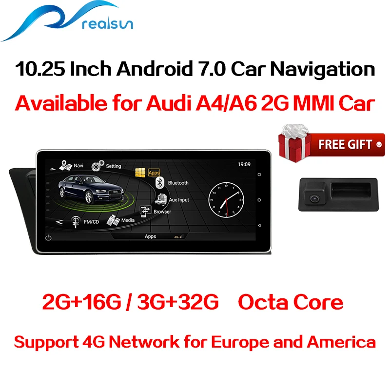 Realsun 10,25 дюймов 8,8 дюймов Android 7,0 OS 4G сеть 3g ram автомобильная навигация для Audi A4/A6 2G MMI автомобиля