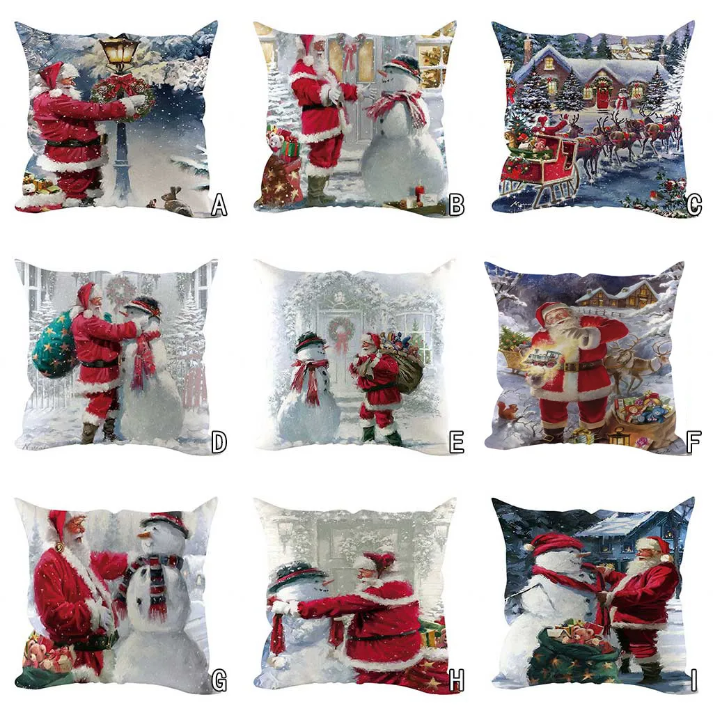 

2019 pillow case 45*45 christmas printing dyeing Print Pillowcase Polyester Cushion pillow cover Home Pillowcase kussensloop 7P