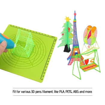 

3D Printing Pen Silicone Design Mat with Basic Template and 2 Silicone Finger Caps for 3D Pen Drawing Design