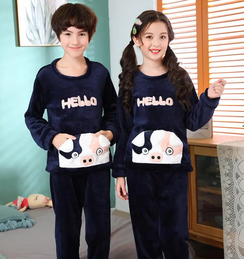 Детские пижамные комплекты одежда для сна малышей Зимние теплые детские пижамы
