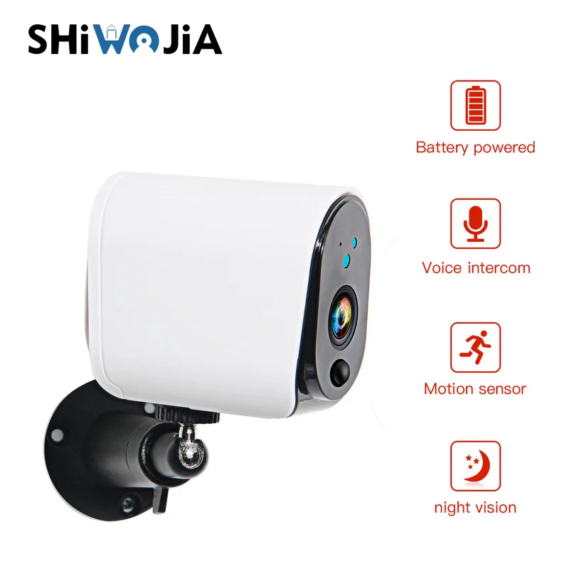 

SHIWOJIA Wireless Outdoor Battery WiFi IP Camera 1080P HD Portable Surveillance Home Security IP65 Waterproof Low Power Camera