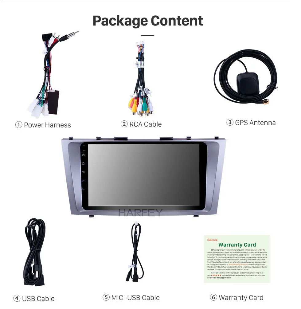 Cheap Harfey Android 9.01 9" GPS Car Radio For Toyota CAMRY 2007 2008 2009 2010 2011 1Din Multimedia Player Support 3G/4G&WiFi 16