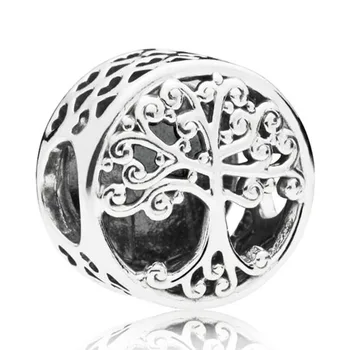 

New 925 Sterling Silver Bead Charm Openwork Family Tree Roots With Blooming Branches Beads Fit Bracelet Diy Jewelry