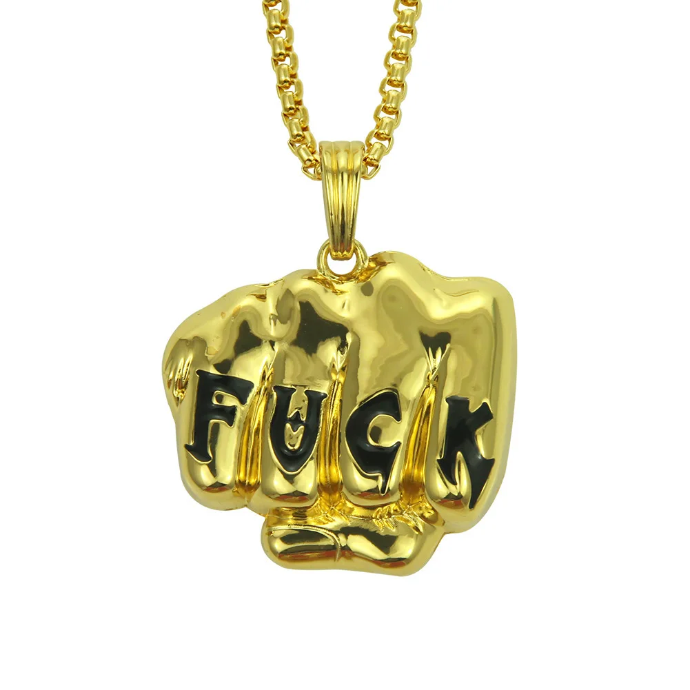 

AliExpress Hot Selling Fuck Fist Pendant Creative Fashion Man Cool Necklace