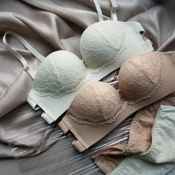 

Seamless underwear women's sense of hollow cross beauty back gathered no steel ring tube top lingerie sets push up bralette