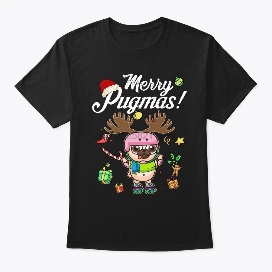 Мужская футболка Merry Pugmas с милым Мопсом Сантой оленем Chr футболки женская | одежда