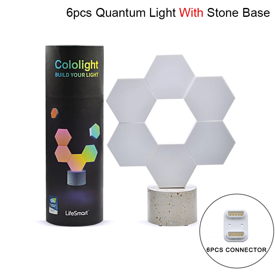 Lifesmart DIY квантовый Ночной светильник, Геометрическая сборка, USB ночник, умное приложение, голосовое управление для Google Home, Amazon Alexa, лампа - Испускаемый цвет: 6pcs With Base