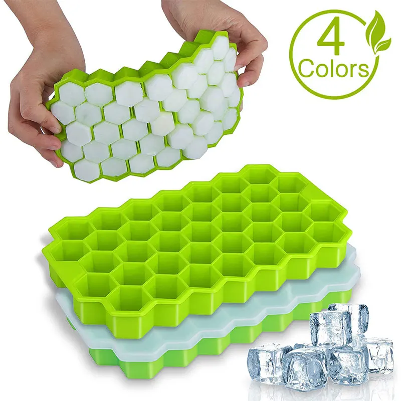 Ice-Cube-Trays Mold Removable-Lids Silica-Gel Honeycomb Bpa-Free 