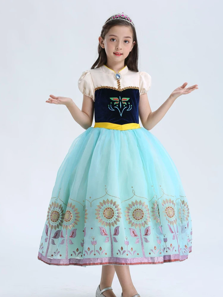 Дисней серии анимация периферийные Платья Анна платье принцессы Пышное Платье представление на Хэллоуин костюм