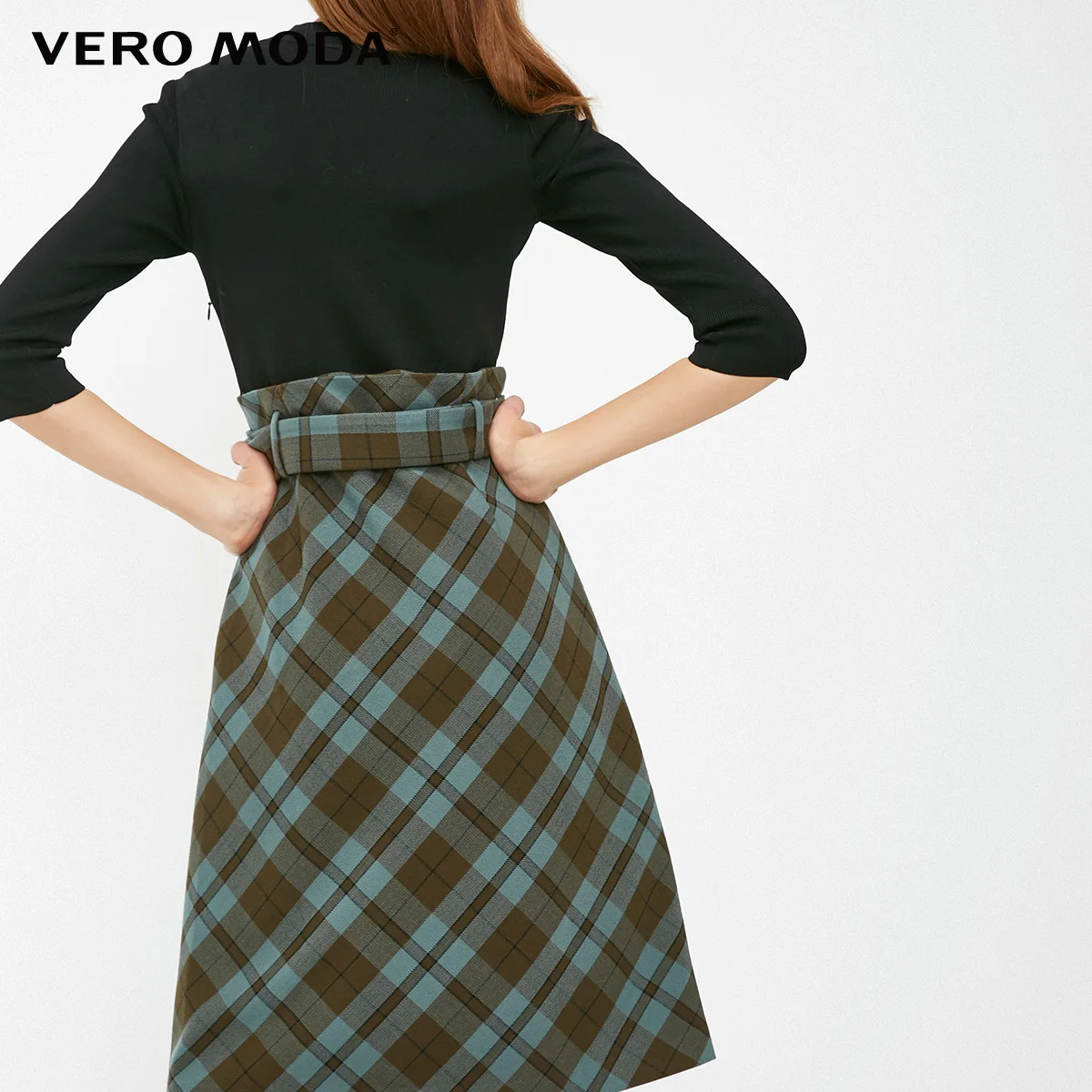Vero Moda женское трикотажное платье с 3/4 рукавами в клетку | 31917C511
