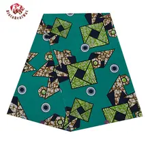 Анкара африканская восковая хлопковая ткань зеленая ткань для осенней одежды африканская Ткань 6 ярдов одна штука 24FS1351