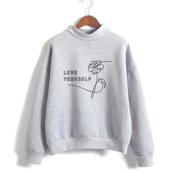 grey Harajuku Kpop Love Yourself Felpe Roupas толстовка с капюшоном женская одежда больших размеров, толстовка с капюшоном - Цвет: grey