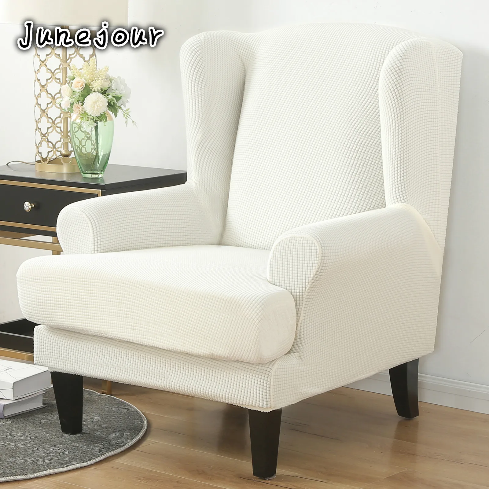 

Elastic Wingback Armchair Slipcover Wing Chair Solid Stretch Slipcover Spandex Chair Slipcover Funiture Protector Sofa Cover