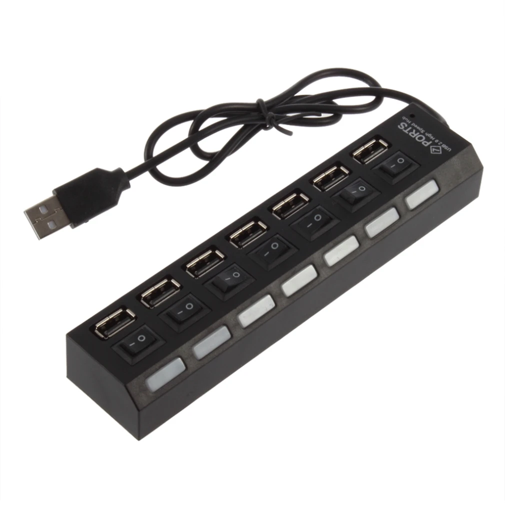 USB 2,0 7-Порты высокое Скорость концентратор с вкл/выключения разветвитель адаптер для зарядки телефона