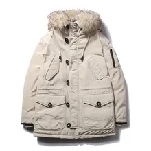Брендовая зимняя куртка, мужские пуховики, белое пуховое пальто, Мужская Толстая зимняя парка, пальто, Мужская ветровка с меховым капюшоном, теплые парки
