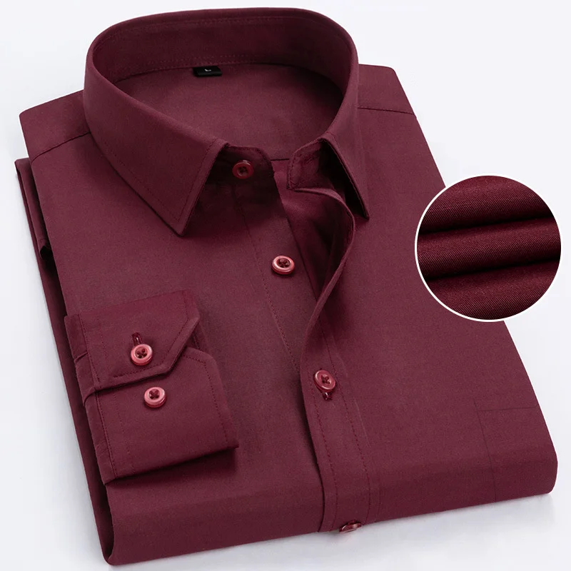 BOLUBAO мужские брендовые деловые рубашки декоративные карманы мужские рубашки сплошной цвет простота кардиган рубашки - Цвет: WineRed  Pocket