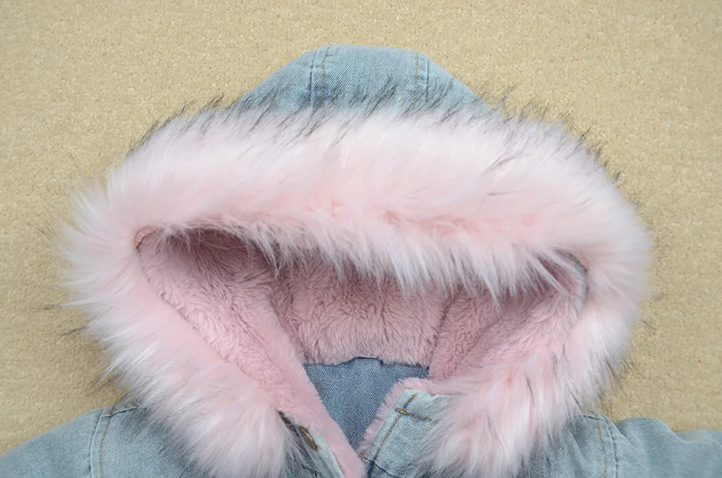 New Winter Item Girl And Boy Thick Denim Coat Velvet Jeans Jacket Kids Warm Outwear 1-5 Years