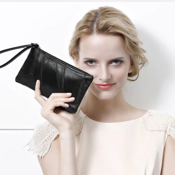 

Rivet Clutch Women Casual Envelope Bag Female Sheepskin Leather Daily Money Phone Pouch Zipper Coin Purse Cards ID Holder