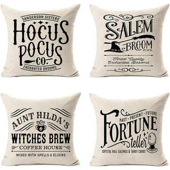 

Halloween Pillow Covers,Halloween Decorations Witches Brew Cotton Linen Cushion Covers,Halloween Decor