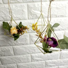 Металлическая подставка для растений в горшках, железный держатель для цветочного горшка, геометрический декор в форме ромба, SEP99