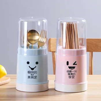 

Plastic Chopsticks Storage Tube Spoon Fork Storage Box With Cover Dustproof Storage Box Kitchen Utensils Organizer Tool