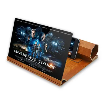 

New HD Wood Mobile Phone Stand 3D Mobile Phone Screen Zoom Display Amplifier Video Desktop Folding Bracket Amplifier 12" EY511