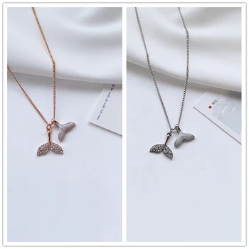 

ABAY Punk Solid Color Rhinestone Mermaid Dolphin Tail Fin Chain Alloy Necklace Choker Pendent Necklace for Women Neck Jewelry