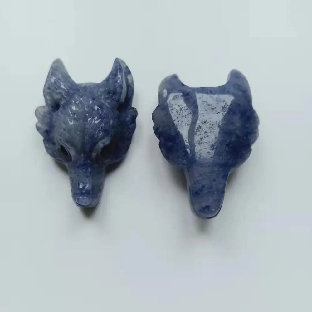 Sodalite Высокое качество 4 см натуральные различные драгоценные камни волки головы форма камня ручной работы и полированный для подарка и домашнего декора WYQ - Цвет: Sodalite