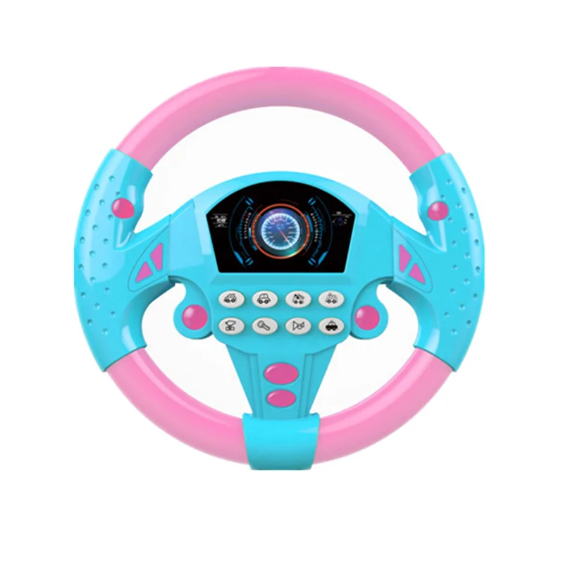Simulations-Co-Pilot-Lenkrad mit Sockel für Kinderauto Toy Rosa/Gelb 