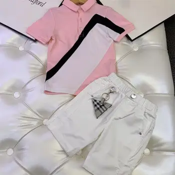 

Y258 2020 Brand children's clothing boys suit collar T-shirt with shorts set cotton comfortable Boutique clothing set for boys