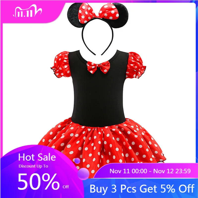 

Baby Girl Mickey Minnie Tutu Dress Summer Dots Kids Birthday Clothes Headband Children Christmas Party Costume Accessories