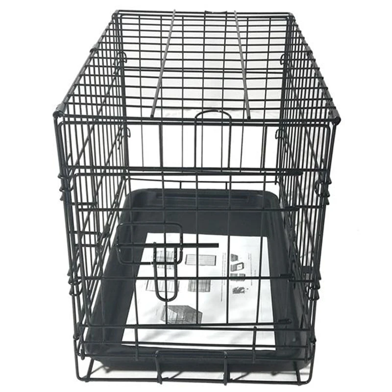 20 inch Pet Kennel Cat Rabbit Folding Steel Crate Animal Playpen Wire Metal Cage Black House Kitten Room