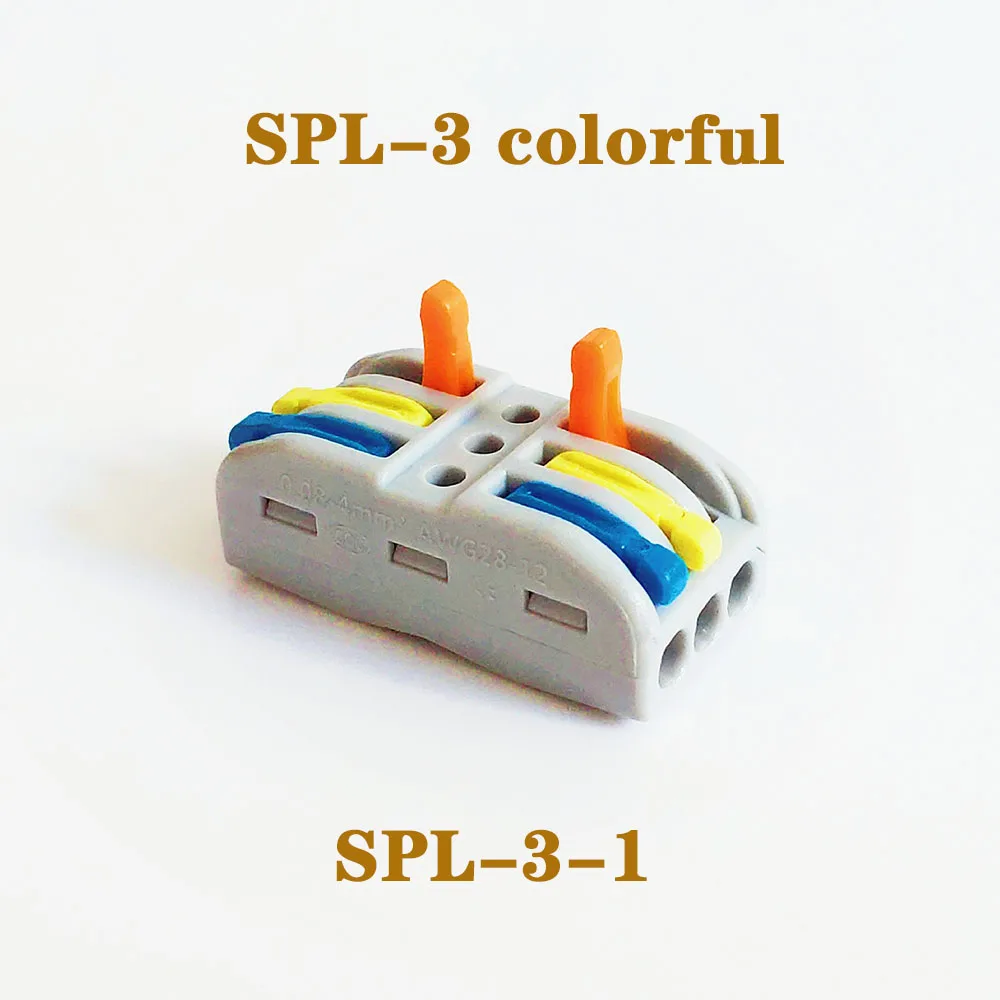 Разъем для провода вставные мини Быстрая зарядка питания разъем для клемм проводов блок PCT-212 PCT-213 пуш-ап в электрический разъем кабеля - Цвет: SPL-3-COLORFUL