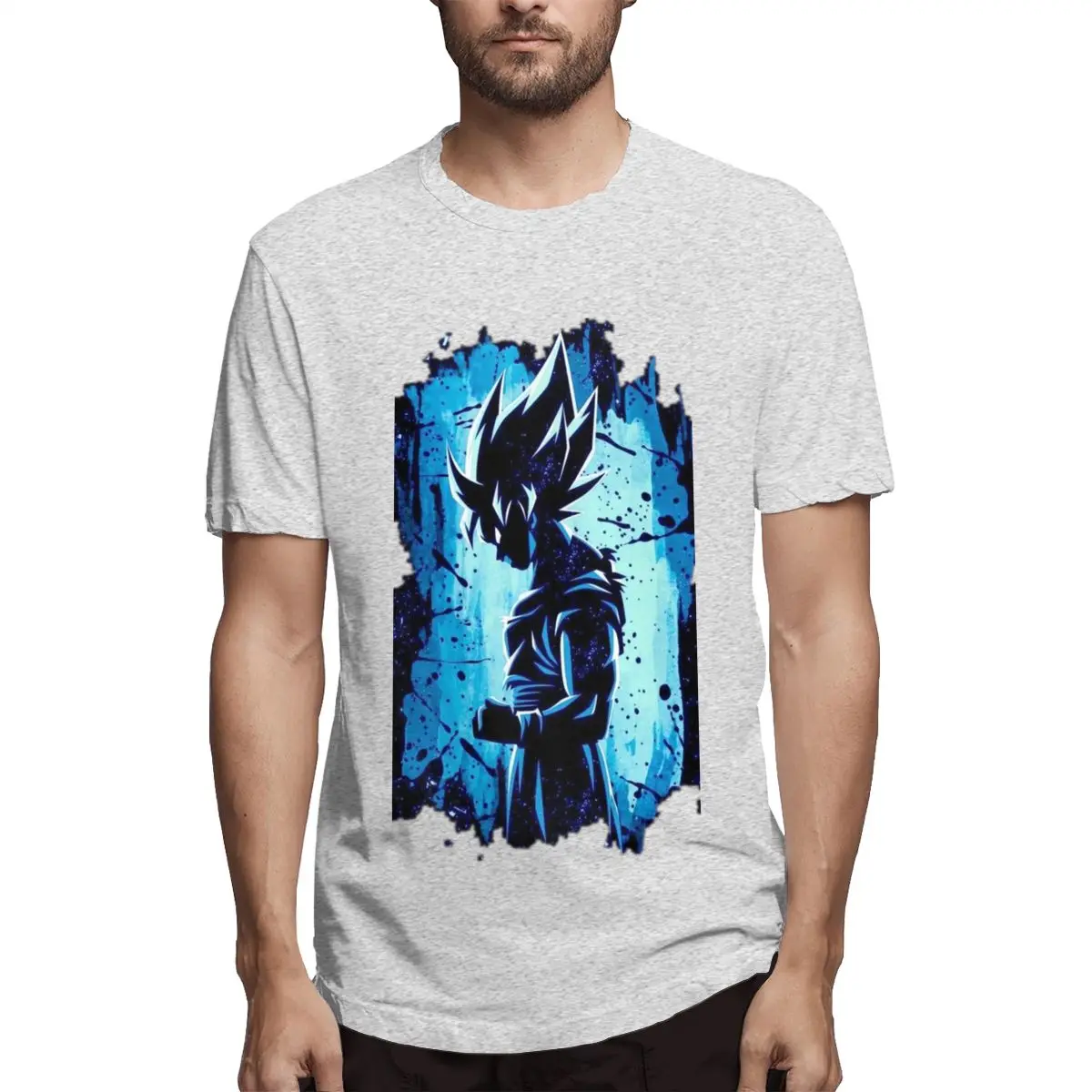 100% cotton Cool Dragon Ball Wukong print casual mens o-neck t shirts creative Men's Short Sleeve T-shirt