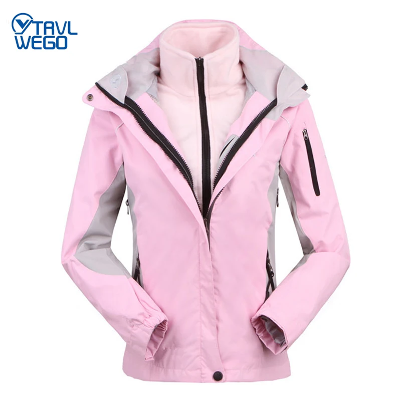 

TRVLWEGO Winter Woman Jacket Ski Single Plate Double Plate Waterproof Windproof Clothes Thickening Hiking Trekking Climbing Coat